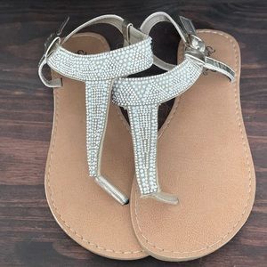 Qupid Crystal Studded Thong Sandal Size 5.5